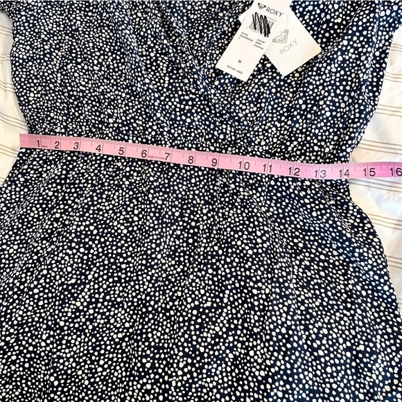 ROXY Blind Dreams Deep Vneck Faux Wrap In Mood Indigo Chaos Size Medium - Picture 11 of 15